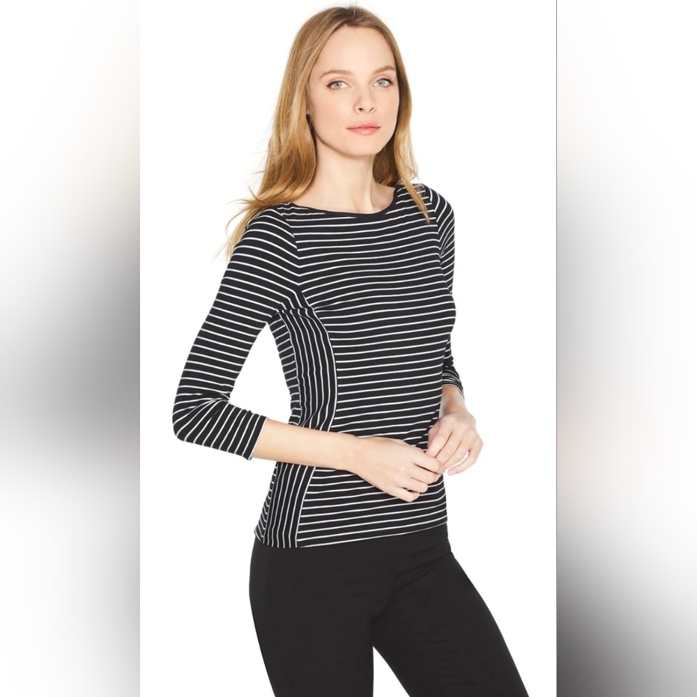 5/$25 White House Black Market Blouse Black & White Striped Top